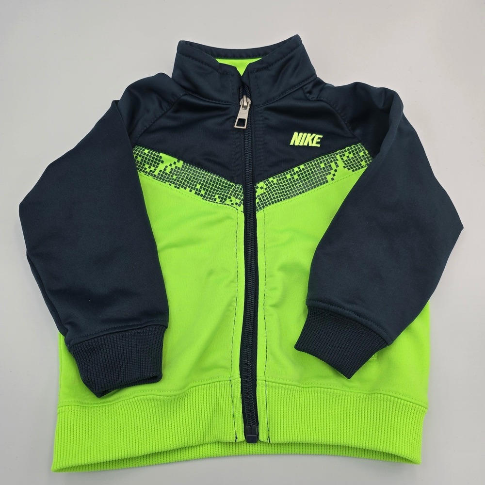 Nike Toddler Boys Track Jacket Full Zip Neon Green Black 12M Athletic